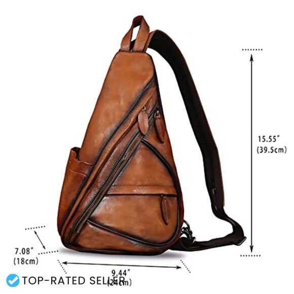 Genuine Leather Sling Backpack Convertible Vintage Retro Daypack Casual main image 5